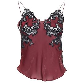 Chloé Camisón de seda transparente de encaje negro burdeos de Chloe Vintage Phoebe Philo Roja Burdeos