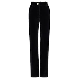 Paco Rabanne-Velvet pants with crystal detail-Black