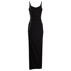 Paco Rabanne vestido negro drapeado sin mangas Negro