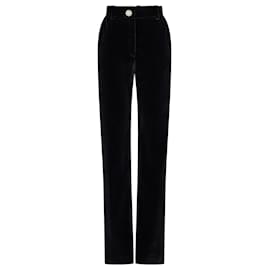 Paco Rabanne-Velvet pants with crystal detail-Black