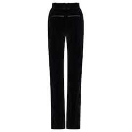 Paco Rabanne-Velvet pants with crystal detail-Black