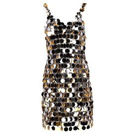 Paco Rabanne Kleid mit glitzernden Gold- und Silberscheiben Silber Metallisch