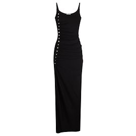Paco Rabanne Vestido largo negro en jersey de algodón Negro