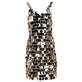 Paco Rabanne Kleid mit glitzernden Gold- und Silberscheiben Silber Metallisch