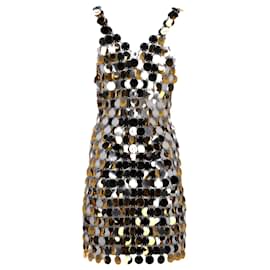 Paco Rabanne-Gold and Silver sparkle discs Dress-Silvery,Metallic