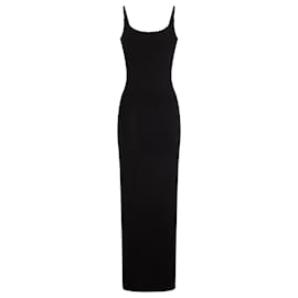 Paco Rabanne-Long Black Dress in cotton jersey-Black
