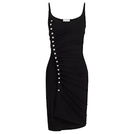 Paco Rabanne-Black drapé pression short dress-Black