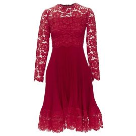 Valentino Garavani Faltenkleid aus roter Blumen-Spitze von Valentino Rot