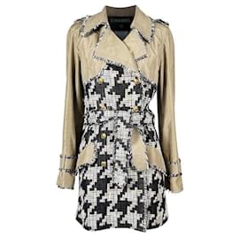 Chanel-Iconic Rare Houndstooth Tweed Trench Coat 36 FR-Multiple colors