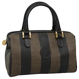 Fendi-FENDI Mini Sac à Main en Toile Pécan Marron Noir Or Auth yk17471-Marron,Noir,Doré