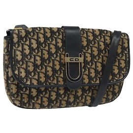 Borsa a spalla in tela Trotter Christian Dior blu navy oro Auth 115041 D'oro Blu navy