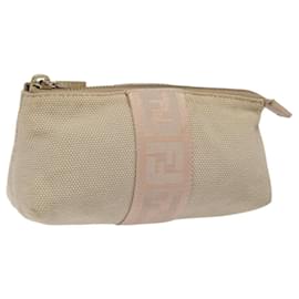 Fendi-FENDI Pouch Canvas Pink Gold Auth fm4341-Pink,Golden