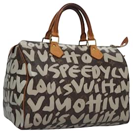 Louis Vuitton-LOUIS VUITTON Monogram Graffiti Speedy 30 Hand Bag White M92195 LV Auth 115840-White,Monogram