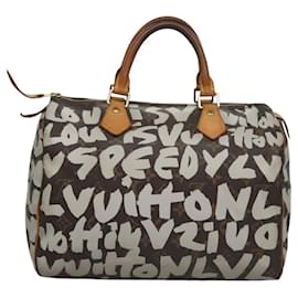 Louis Vuitton-LOUIS VUITTON Monogram Graffiti Speedy 30 Hand Bag White M92195 LV Auth 115840-White,Monogram