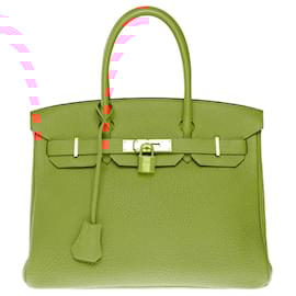 Hermès-HERMES Birkin 30 Bag in Orange Leather - 102538-Orange