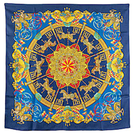 Hermès-HERMES Scarves T.  Silk-Blue