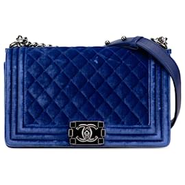 Chanel-CHANEL Handbags T.  Velvet-Blue