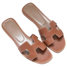 Hermès-HERMES Sandals T.EU 37 Leather-Camel