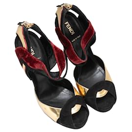 Fendi-FENDI Heels T.EU 37 Leather-Golden