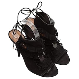 Aquazzura-AQUAZZURA Sandals T.EU 37 Suede-Black