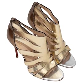 Christian Louboutin-CHRISTIAN LOUBOUTIN Sandales T.EU 37 Tissu-Doré