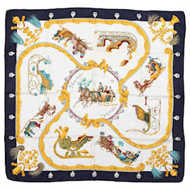 Hermès-HERMES Scarves T.  Silk-White