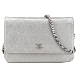 Chanel-CHANEL Handbags T.  Leather-Silvery