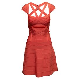 HERVE LEGER Kleider T.International XXS Synthetisch Orange
