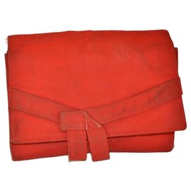Gianni Versace Red Cloth Clutch Bag Red