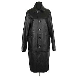 Acne Cappotto in pelle nera Nero