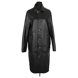 Acne Black leather coat Black