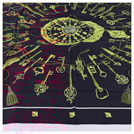 Hermès-Hermès Carré 90 "LES CLES" 100% Silk Scarf in Black-Black
