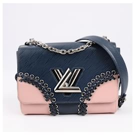 Louis Vuitton-Louis Vuitton Epi Braided Twist Shoulder Bag MM in Navy and Rose Ballerine-Navy blue