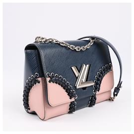 Louis Vuitton-Louis Vuitton Epi Braided Twist Shoulder Bag MM in Navy and Rose Ballerine-Navy blue
