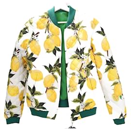 Dolce & Gabbana-Dolce & Gabbana Green Bomber Jacket with Lemon Print, Size 42-Other