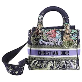 Dior-Christian Dior Lady D-Lite Canvas D-Constellation Embroidered Medium 2Way Handbag in Multicolor-Multiple colors