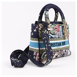 Dior-Christian Dior Lady D-Lite Canvas D-Constellation Embroidered Medium 2Way Handbag in Multicolor-Multiple colors