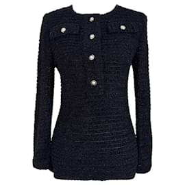 Chanel-New CC Buttons Black Tweed Jumper-Black