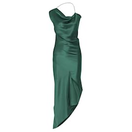 Autre Marque-Cushnie Et Ochs Emerald Green Satin Asymmetric Dress-Green
