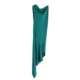 Autre Marque-Cushnie Et Ochs Emerald Green Satin Asymmetric Dress-Green