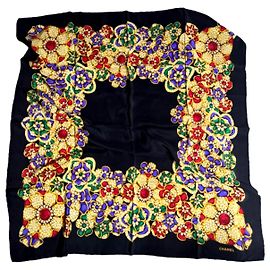 Lenço de seda Chanel Preto Multicolore Preto Multicor Gold hardware
