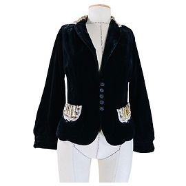 Marc Jacobs Blue Velvet Jacket with Sequin Detail Blue