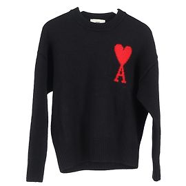 Ami De Coeur Rundhalspullover aus schwarzer Wolle Schwarz