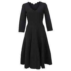 Abito midi V in lana nera Alaïa Nero