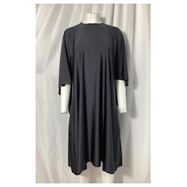 Balenciaga-Balenciaga Loose Midi Dress in Black Polyamide-Black