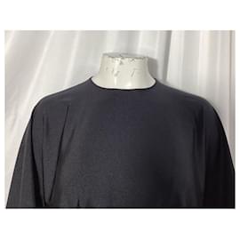 Balenciaga-Balenciaga Loose Midi Dress in Black Polyamide-Black