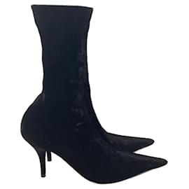 Balenciaga- Balenciaga Sock Ankle Boots in Black Velvet-Black