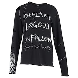 Balmain- Balmain Graphic Print Long Sleeve T-shirt in Black Cotton-Black