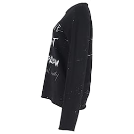Balmain- Balmain Graphic Print Long Sleeve T-shirt in Black Cotton-Black