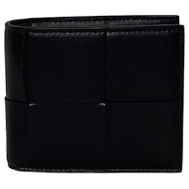 Bottega Veneta- Bottega Veneta Cassette Intrecciato Billfold Wallet in Black Leather-Black